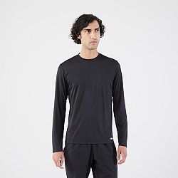 KIPRUN Pánske bežecké tričko Dry 500 s dlhým rukávom a UV ochranou čierne 2XL