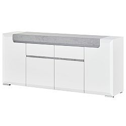 Sconto TV komoda CANTERO biela vysoký lesk/betón, šírka 140 cm